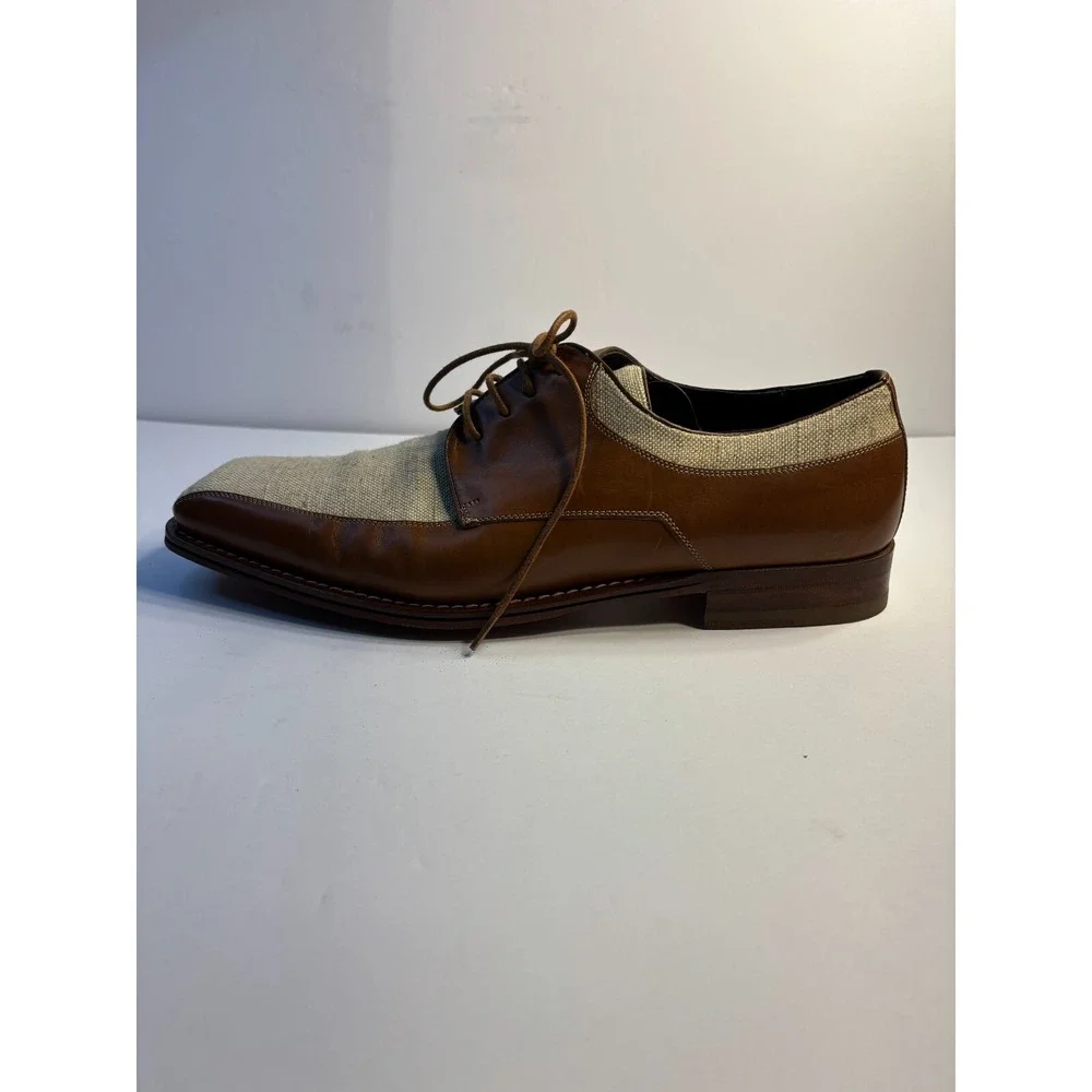 Bachrach Oxford Dress Shoes‎ Men's US 10M Brown Tan Leather Square Toe Lace Up